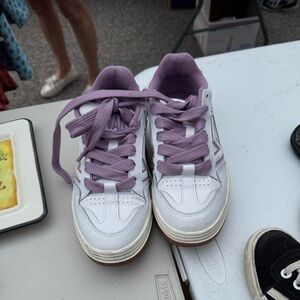 Vans White Sneakers with Lavender Interior